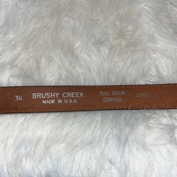 BROWN cowhide Leather belt zebra texture unisex made in USA brass buckle size 34 - Picture 11 of 15